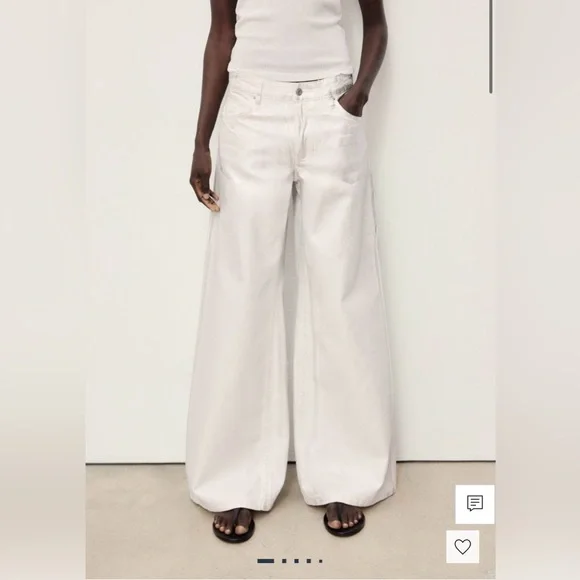 MANGO Metallic Finish Wide Leg Jeans SIZE : - Picture 3 of 16